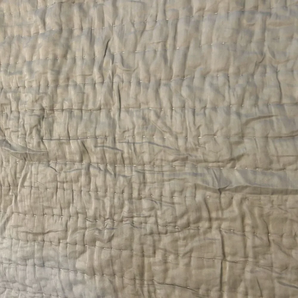 Pottery Barn Silk Front Gray Channel Stitch Euro Sham Square Pillow Case 26”‎